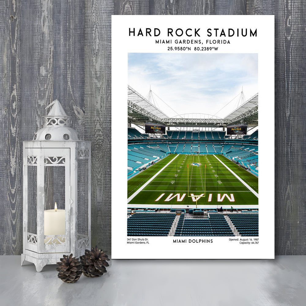 Hard Rock Stadium, Miami Dolphins Football Stadium Wall Art Print, Canvas Prints Wall Art, Man Cave Decor