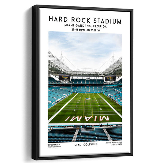 Hard Rock Stadium, Miami Dolphins Football Stadium Wall Art Print, Framed Canvas Prints Wall Art