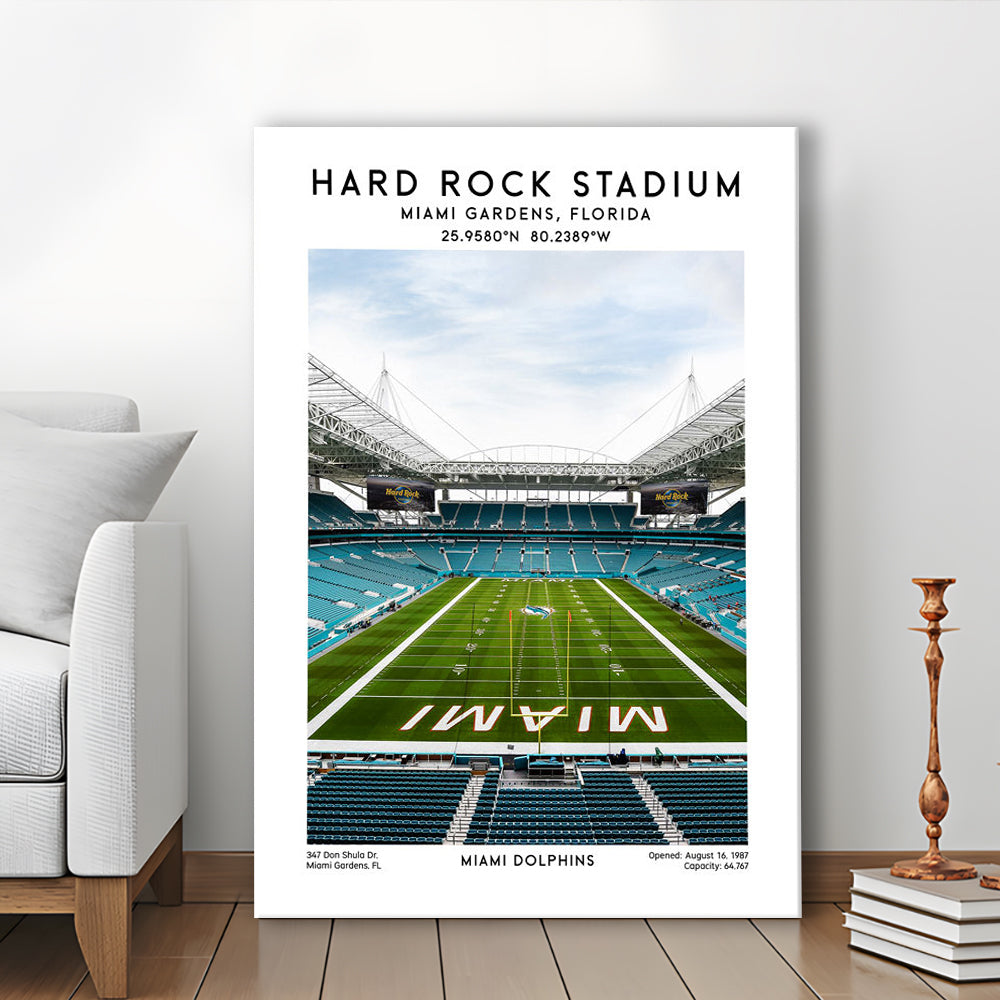 Hard Rock Stadium, Miami Dolphins Football Stadium Wall Art Print, Canvas Prints Wall Art, Man Cave Decor