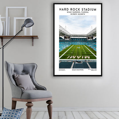 Hard Rock Stadium, Miami Dolphins Football Stadium Wall Art Print, Framed Canvas Prints Wall Art