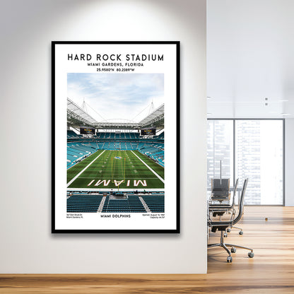 Hard Rock Stadium, Miami Dolphins Football Stadium Wall Art Print, Framed Art Prints Wall Decor