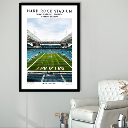 Hard Rock Stadium, Miami Dolphins Football Stadium Wall Art Print, Framed Art Prints Wall Decor