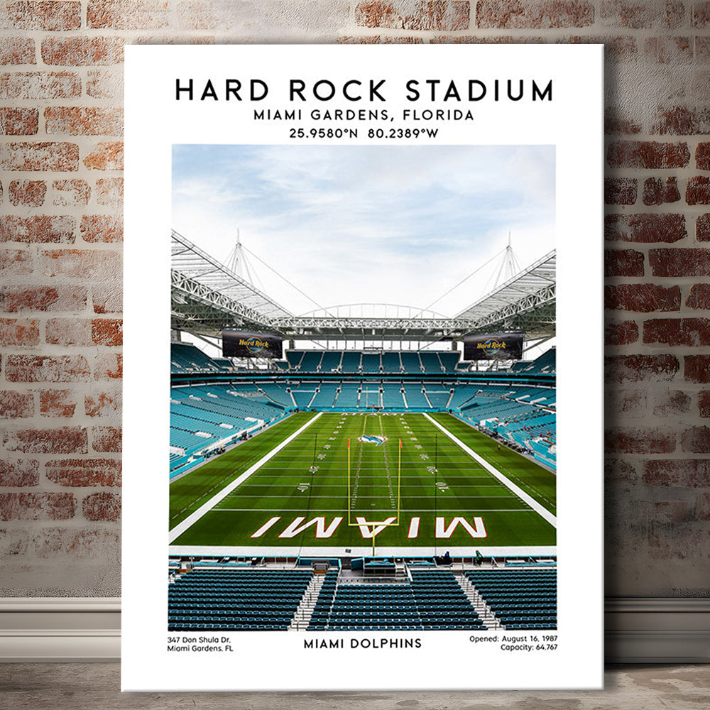 Hard Rock Stadium, Miami Dolphins Football Stadium Wall Art Print, Canvas Prints Wall Art, Man Cave Decor