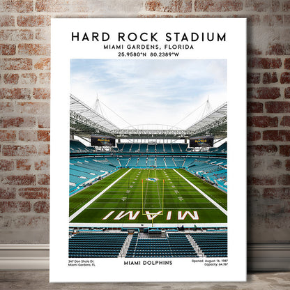 Hard Rock Stadium, Miami Dolphins Football Stadium Wall Art Print, Canvas Prints Wall Art, Man Cave Decor