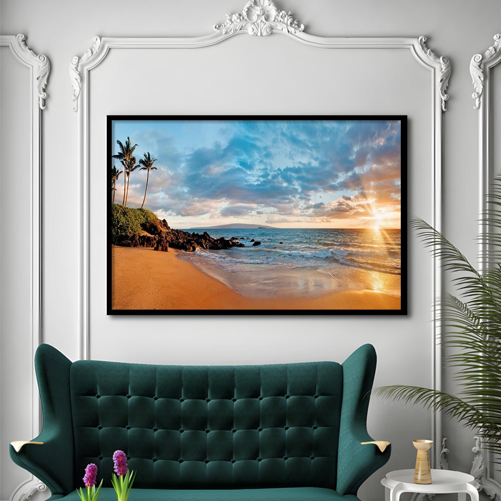Hawaii Maui Makena Secret Beach At Sunset LargeArt Prints, Framed Art Print, Picture Framed