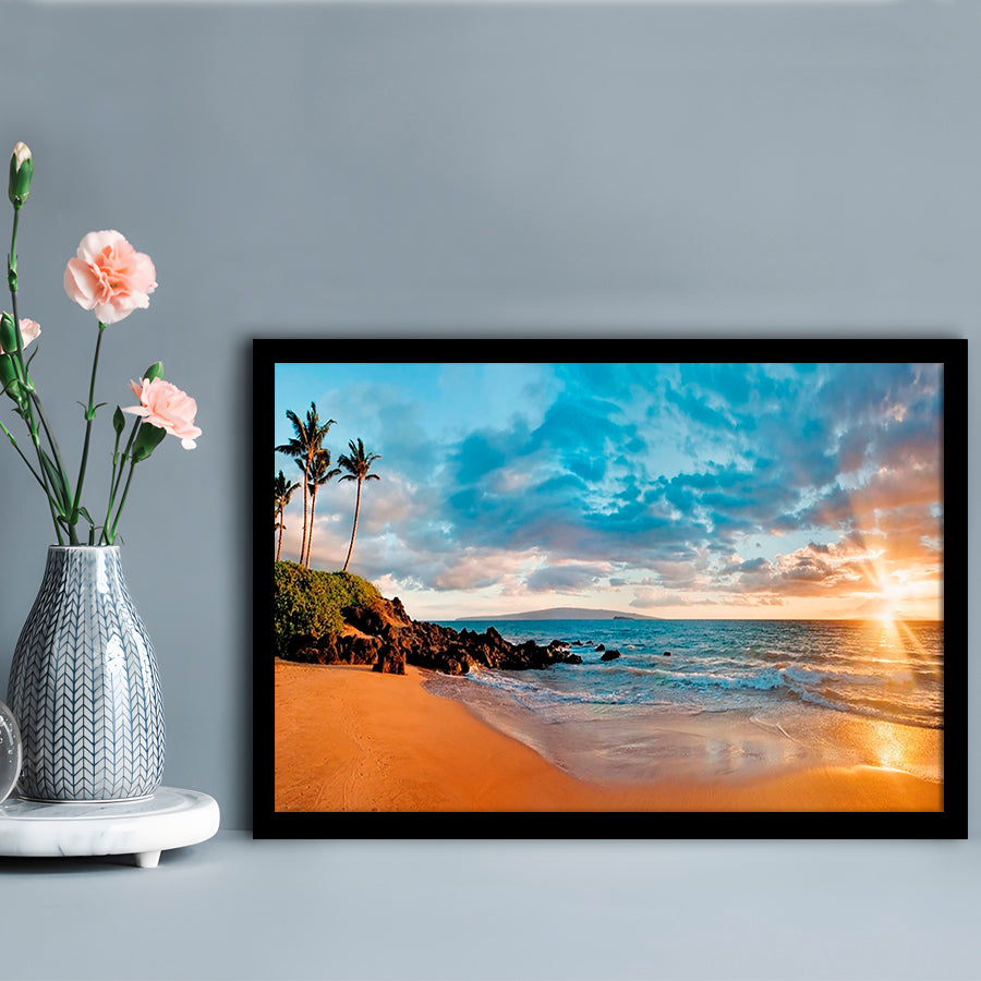 Hawaii Maui Makena Secret Beach At Sunset LargeArt Prints, Framed Art Print, Picture Framed
