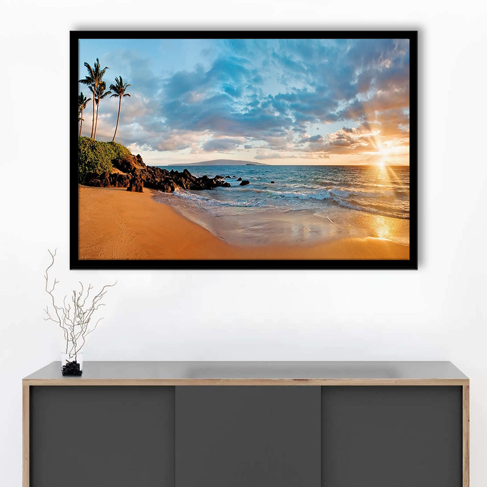 Hawaii Maui Makena Secret Beach At Sunset LargeArt Prints, Framed Art Print, Picture Framed