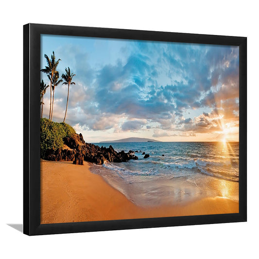 Hawaii Maui Makena Secret Beach At Sunset LargeArt Prints, Framed Art Print, Picture Framed