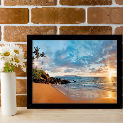 Hawaii Maui Makena Secret Beach At Sunset LargeArt Prints, Framed Art Print, Picture Framed