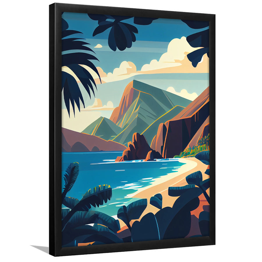 Hawaii Retro Art Print, Hawaii City Wall Art, Framed Art Print, Picture Framed, Painting Art