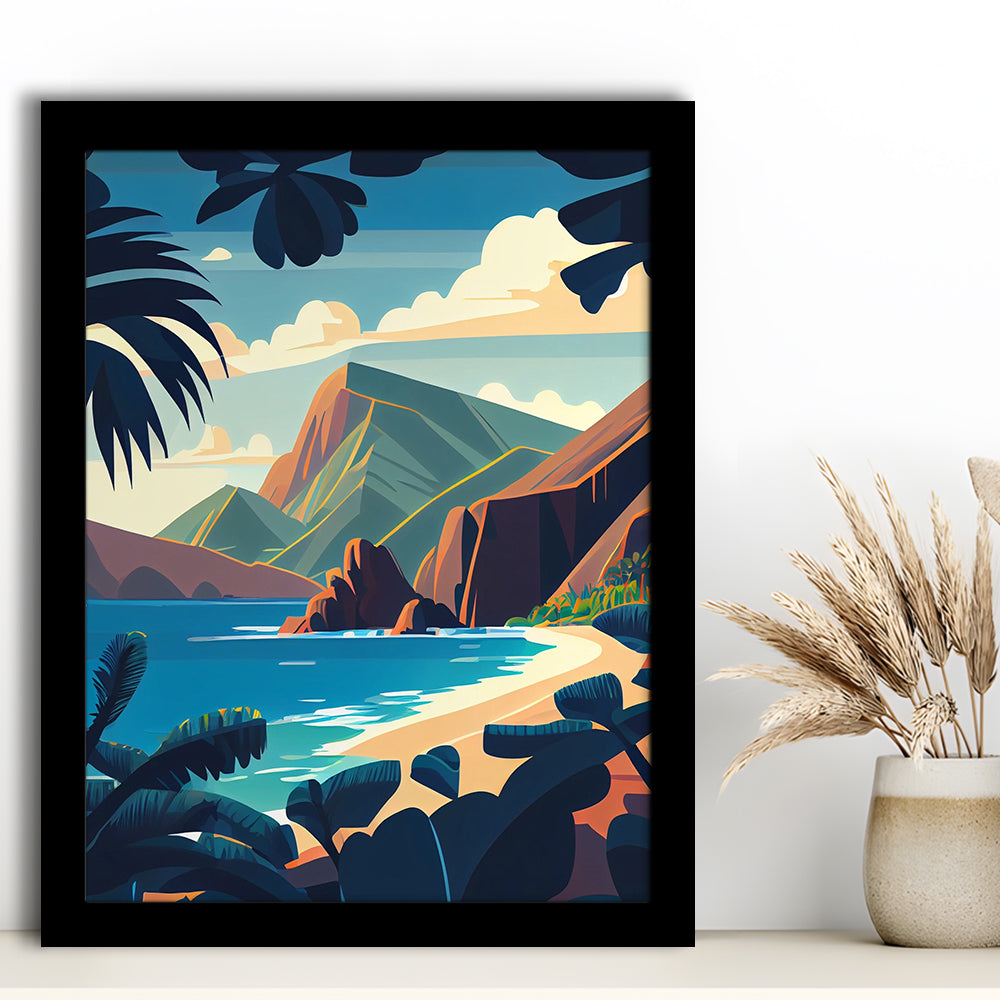 Hawaii Retro Art Print, Hawaii City Wall Art, Framed Art Print, Picture Framed, Painting Art