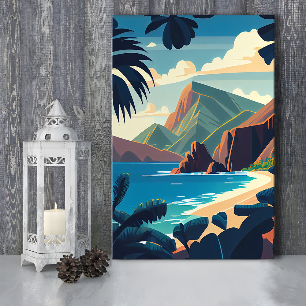 Hawaii Retro Art Print, Hawaii City Wall Art, Canvas Print, Painting Canvas, Living Room Decor