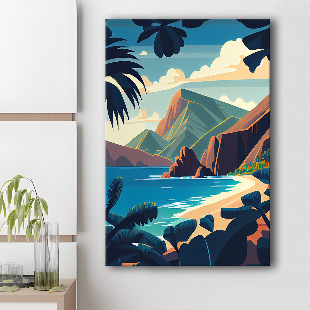 Hawaii Retro Art Print, Hawaii City Wall Art, Canvas Print, Painting Canvas, Living Room Decor