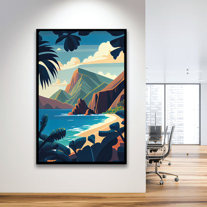 Hawaii Retro Art Print, Hawaii City Wall Art, Framed Art Print, Picture Framed, Painting Art