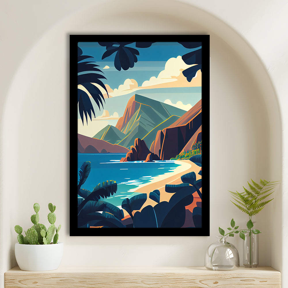 Hawaii Retro Art Print, Hawaii City Wall Art, Framed Art Print, Picture Framed, Painting Art