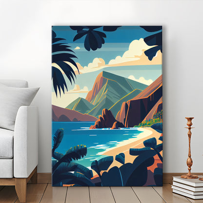 Hawaii Retro Art Print, Hawaii City Wall Art, Canvas Print, Painting Canvas, Living Room Decor