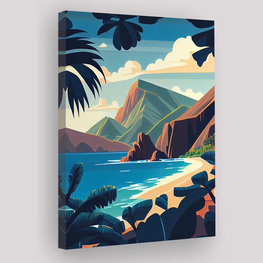 Hawaii Retro Art Print, Hawaii City Wall Art, Canvas Print, Painting Canvas, Living Room Decor