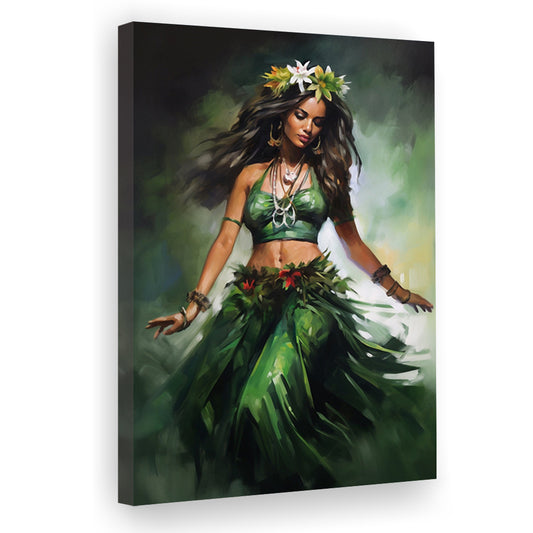 Hawaii,Hula Girl Dancing Traditional Hula Dance Painting , Canvas Print Wall Art, Wall Decor, Painting Canvas