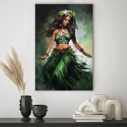 Hawaii,Hula Girl Dancing Traditional Hula Dance Painting , Canvas Print Wall Art, Wall Decor, Painting Canvas