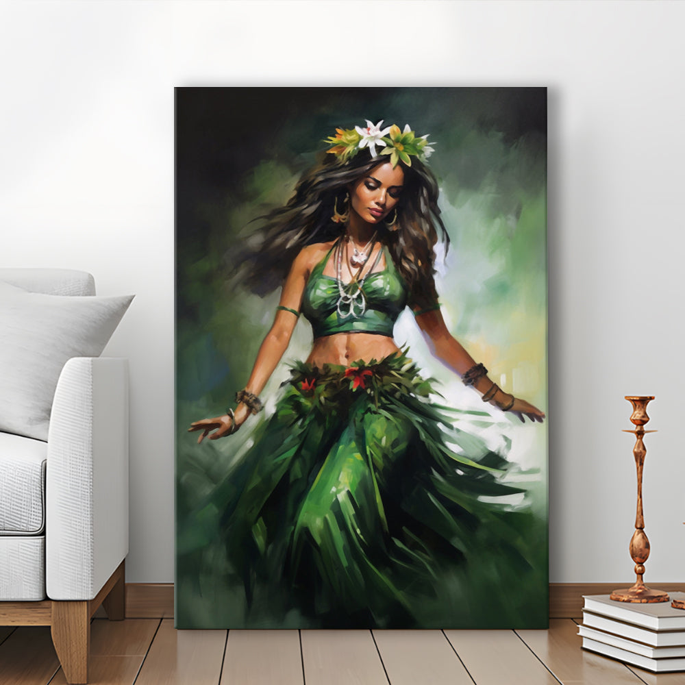 Hawaii,Hula Girl Dancing Traditional Hula Dance Painting , Canvas Print Wall Art, Wall Decor, Painting Canvas