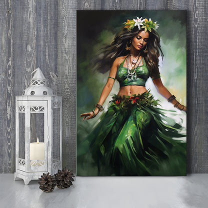 Hawaii,Hula Girl Dancing Traditional Hula Dance Painting , Canvas Print Wall Art, Wall Decor, Painting Canvas