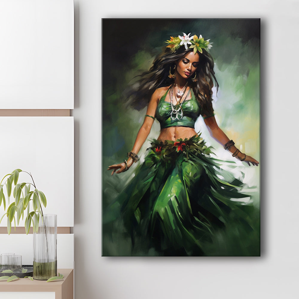 Hawaii,Hula Girl Dancing Traditional Hula Dance Painting , Canvas Print Wall Art, Wall Decor, Painting Canvas