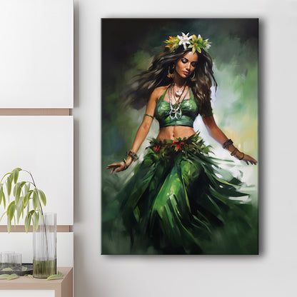 Hawaii,Hula Girl Dancing Traditional Hula Dance Painting , Canvas Print Wall Art, Wall Decor, Painting Canvas