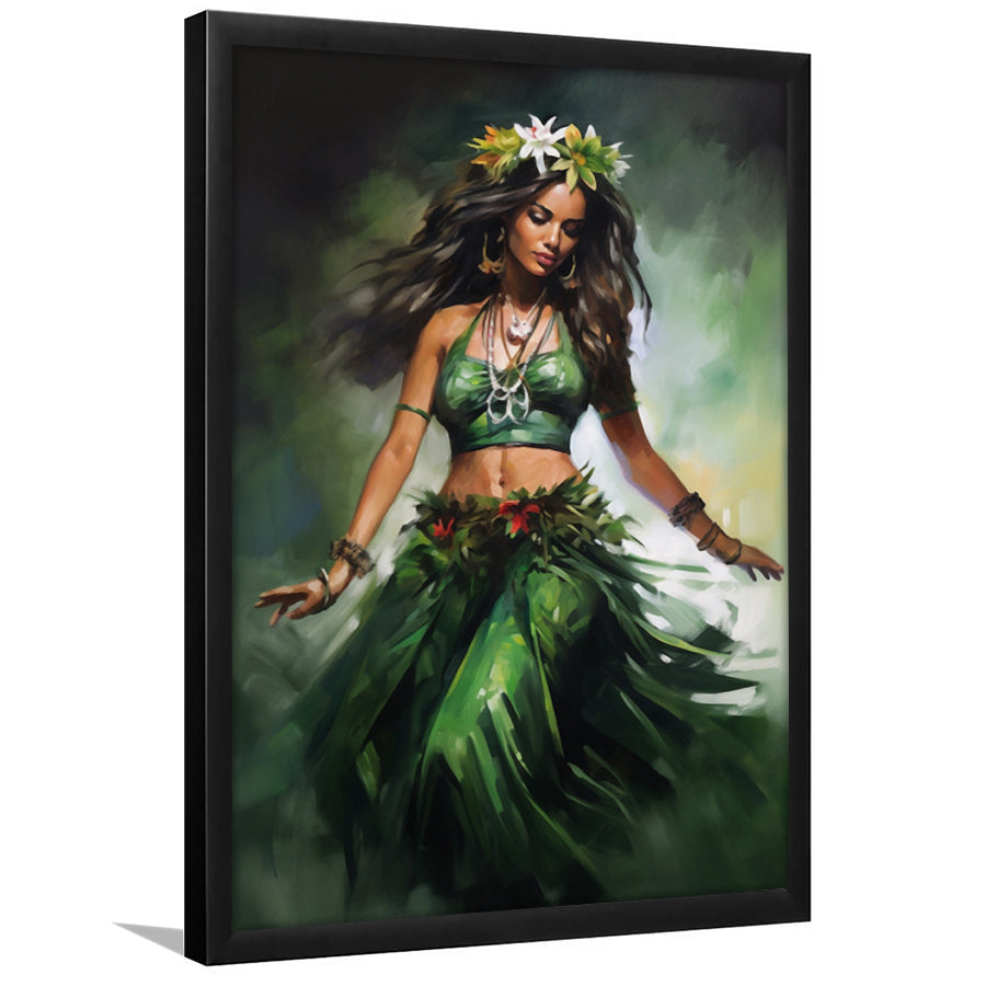 Hawaii,Hula Girl Dancing Traditional Hula Dance Painting , Framed Art Print Wall Decor, Picture Framed