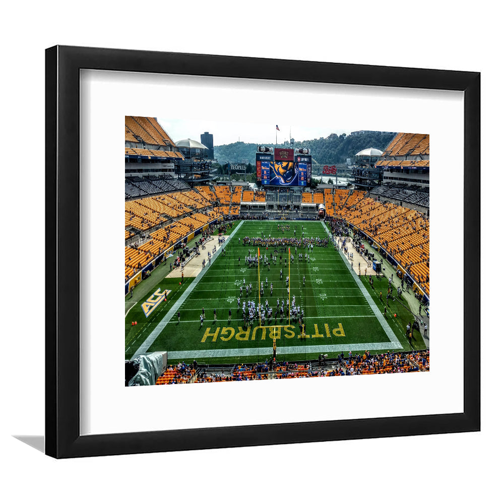 Heinz Field Pitters burgh Panthers, Stadium Canvas, Sport Art, Gift for him, White Border Framed Art Print Wall Decor
