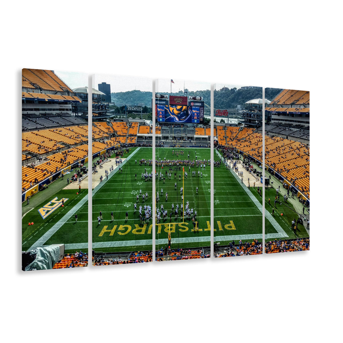 Heinz Field Pitters burgh Panthers, Stadium Canvas, Sport Art, 5 Panel B, Extra Large Canvas, Canvas Print Wall Art