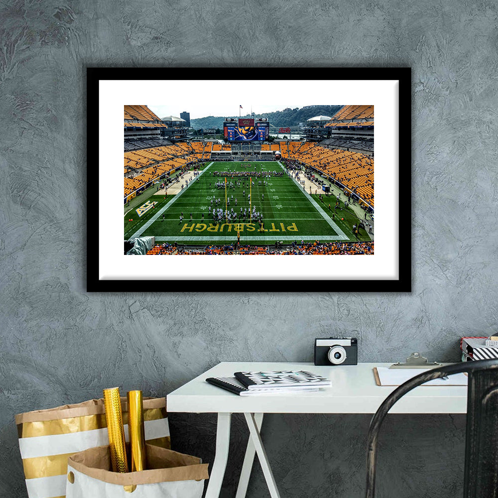 Heinz Field Pitters burgh Panthers, Stadium Canvas, Sport Art, Gift for him, White Border Framed Art Print Wall Decor