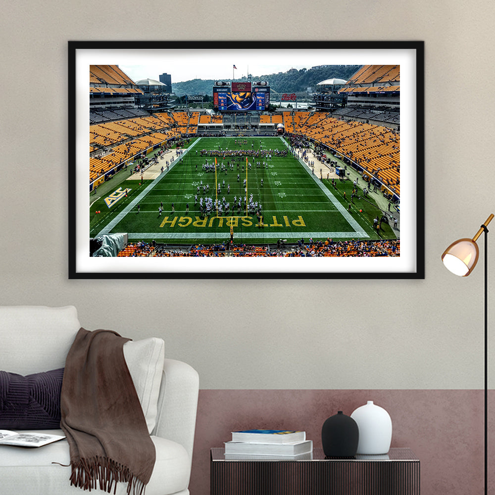 Heinz Field Pitters burgh Panthers, Stadium Canvas, Sport Art, Gift for him, White Border Framed Art Print Wall Decor