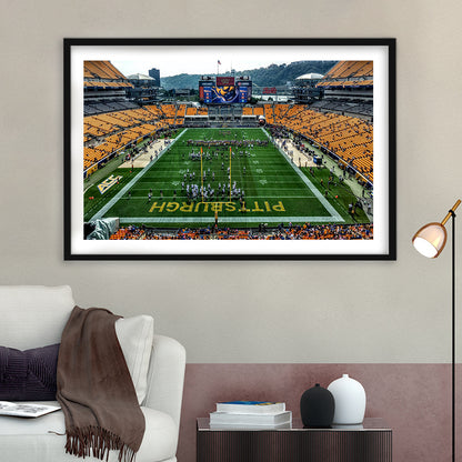 Heinz Field Pitters burgh Panthers, Stadium Canvas, Sport Art, Gift for him, White Border Framed Art Print Wall Decor