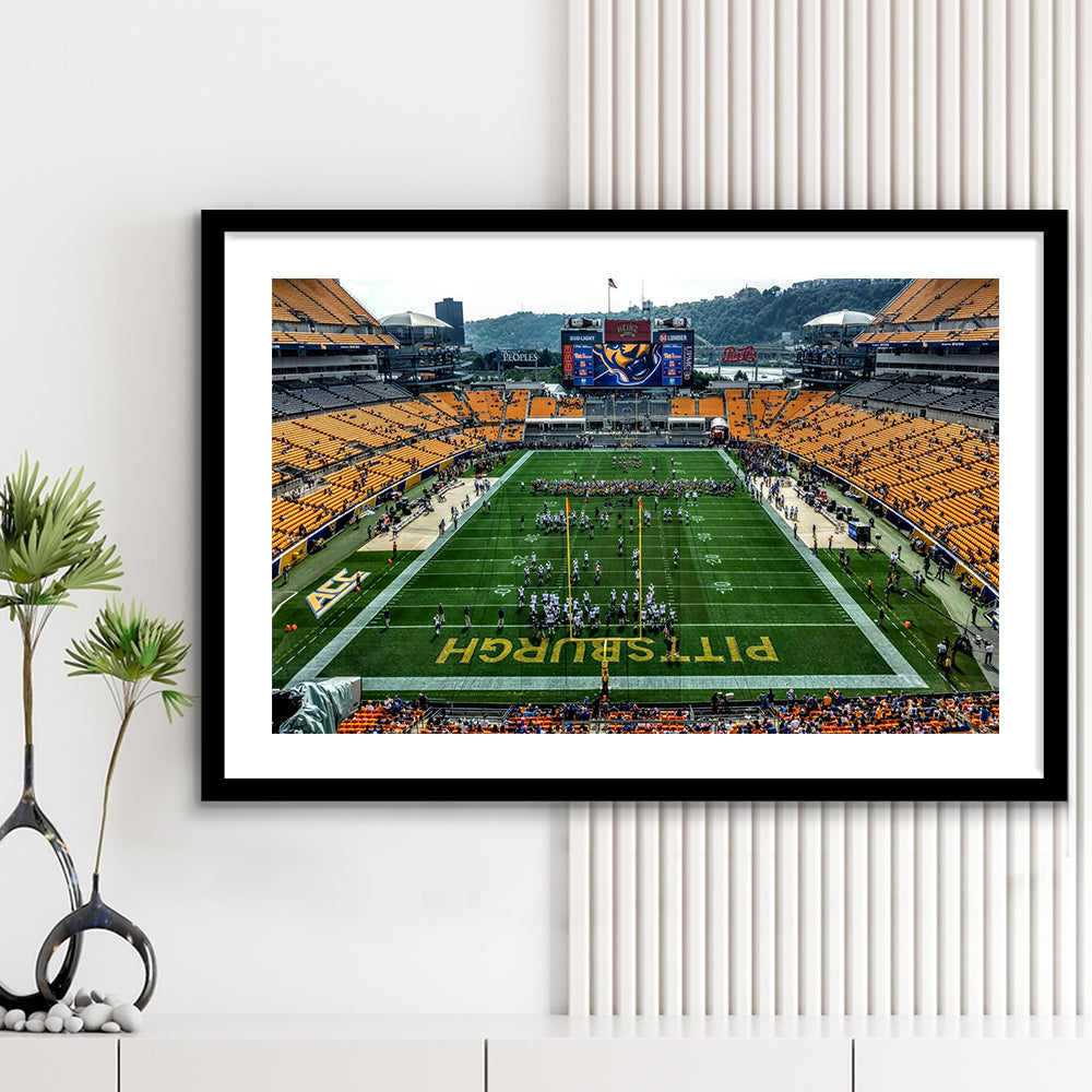 Heinz Field Pitters burgh Panthers, Stadium Canvas, Sport Art, Gift for him, White Border Framed Art Print Wall Decor