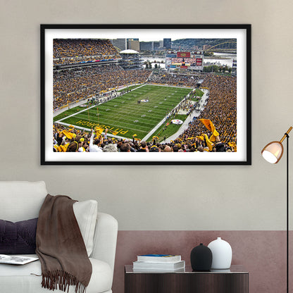 Heinz Field Pittsburgh Stadium, Stadium Canvas, Sport Art, Gift for him, White Border Framed Art Print Wall Decor