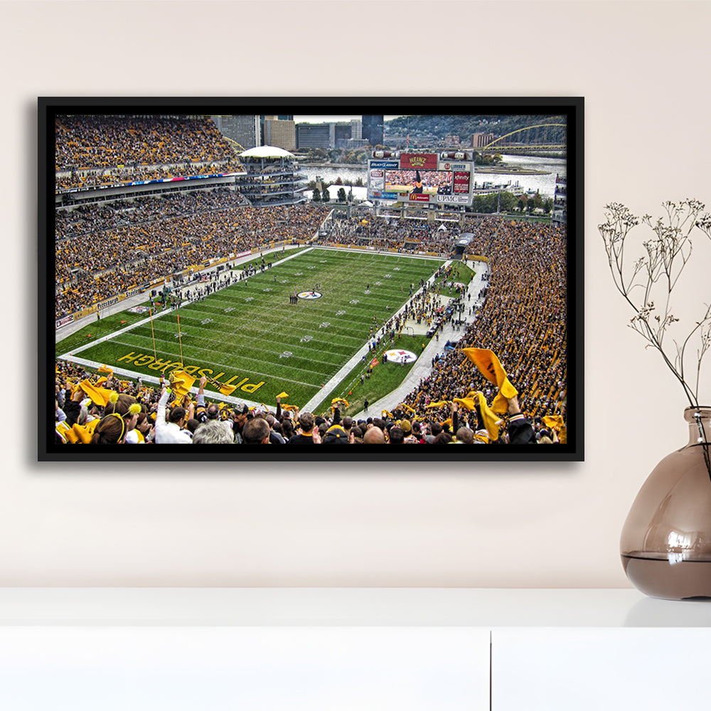 Heinz Field Pittsburgh Stadium, Stadium Canvas, Sport Art, Framed Canvas Print Wall Art, Floating Frame