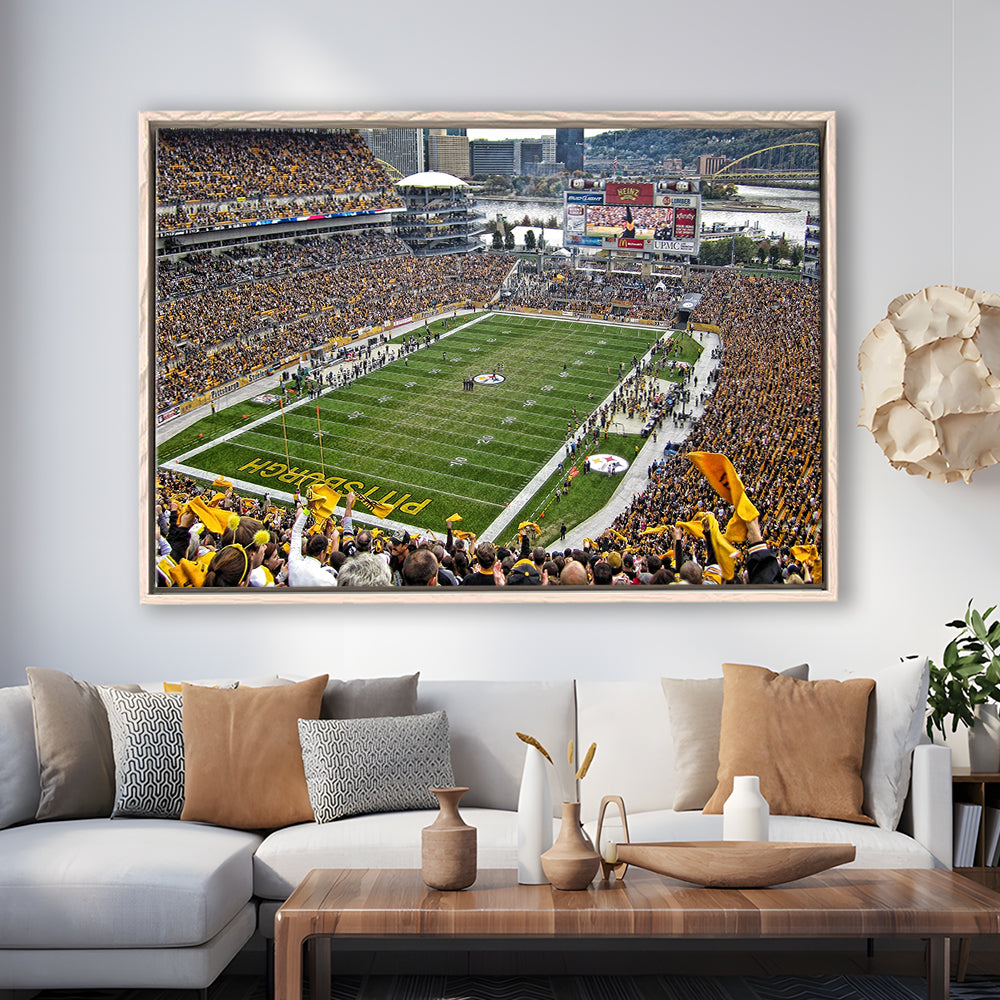 Heinz Field Pittsburgh Stadium, Stadium Canvas, Sport Art, Framed Canvas Print Wall Art, Floating Frame