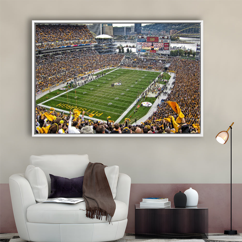 Heinz Field Pittsburgh Stadium, Stadium Canvas, Sport Art, Framed Canvas Print Wall Art, Floating Frame