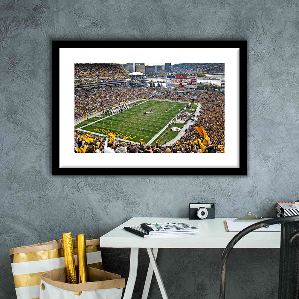 Heinz Field Pittsburgh Stadium, Stadium Canvas, Sport Art, Gift for him, White Border Framed Art Print Wall Decor