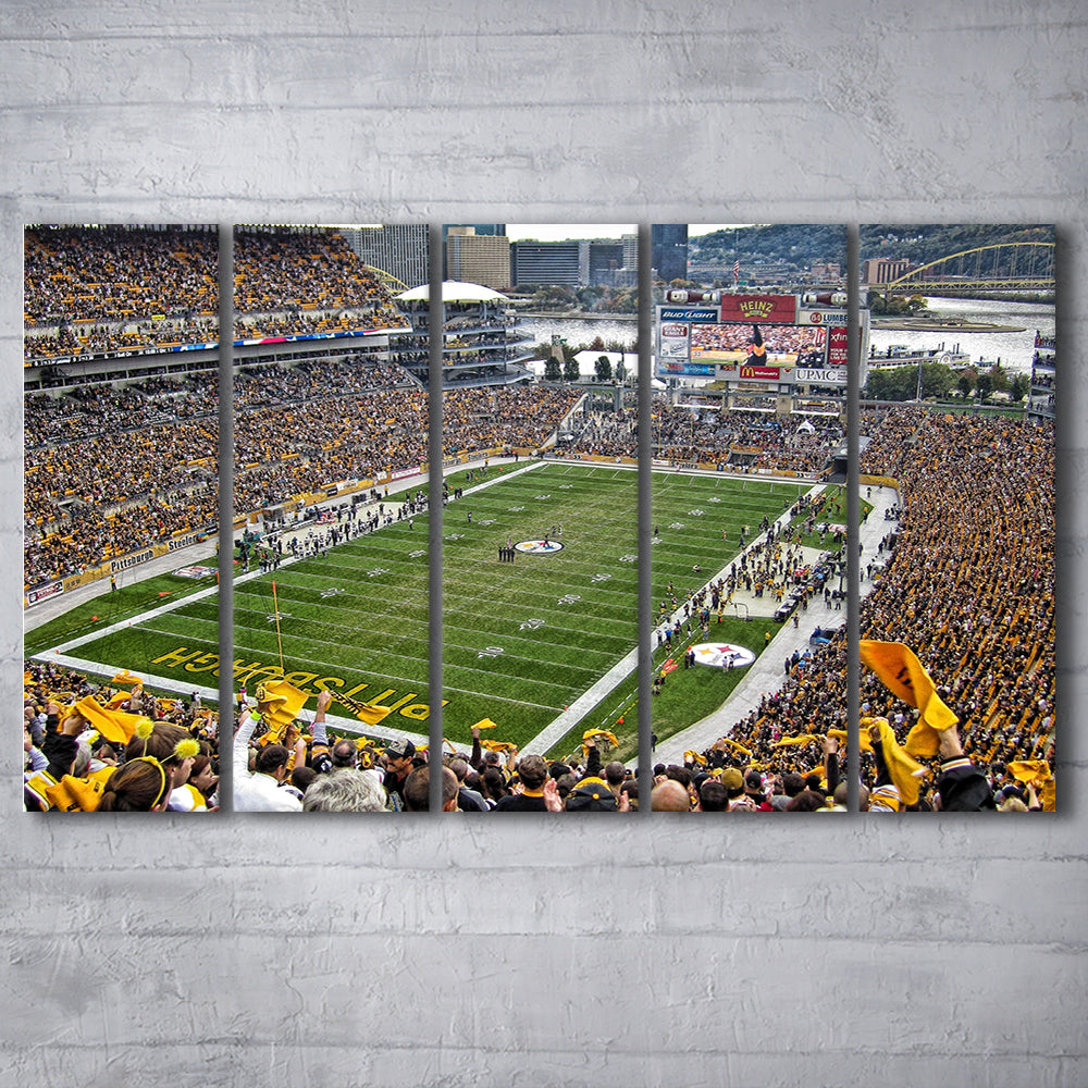 Heinz Field Pittsburgh Stadium, Stadium Canvas, Sport Art, 5 Panel B, Extra Large Canvas, Canvas Print Wall Art