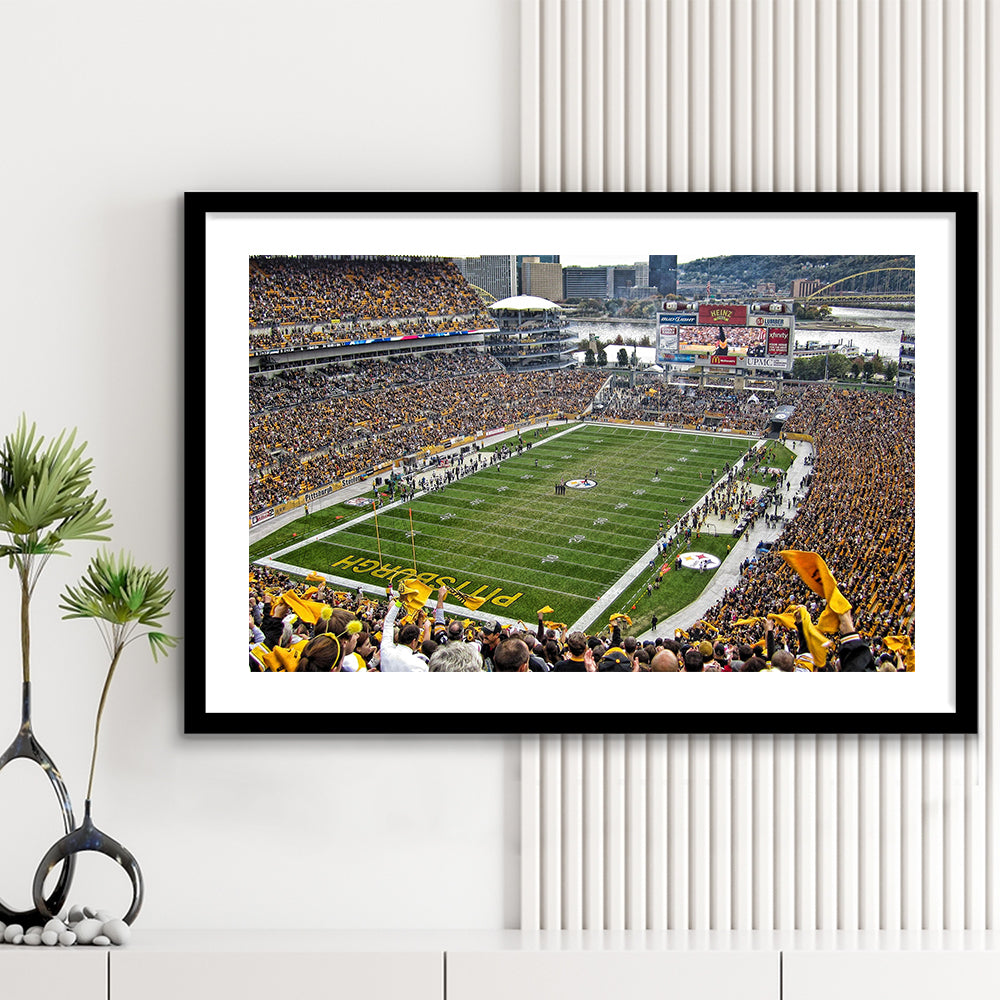 Heinz Field Pittsburgh Stadium, Stadium Canvas, Sport Art, Gift for him, White Border Framed Art Print Wall Decor