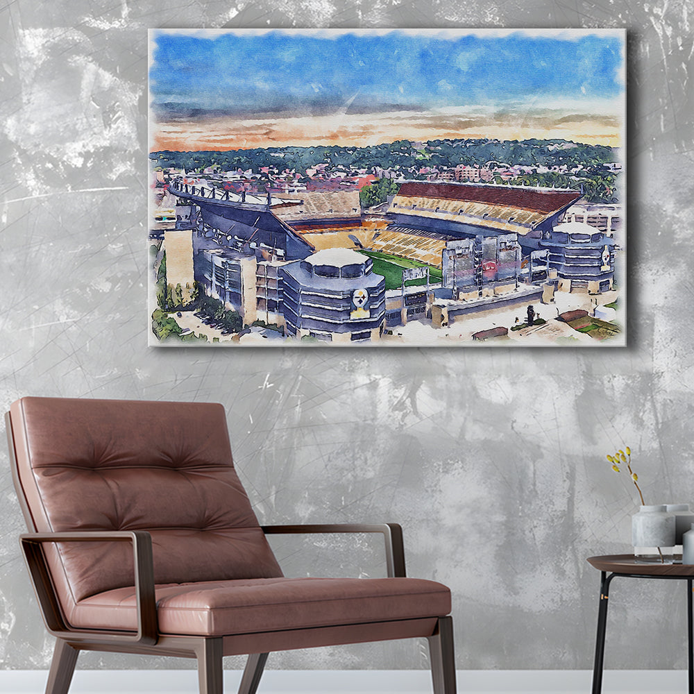 Heinz Field Print, Acrisure Painting Stadium Watercolor, Pennsylvania, Sport Art, Gifts for him, Canvas Print Wall Art