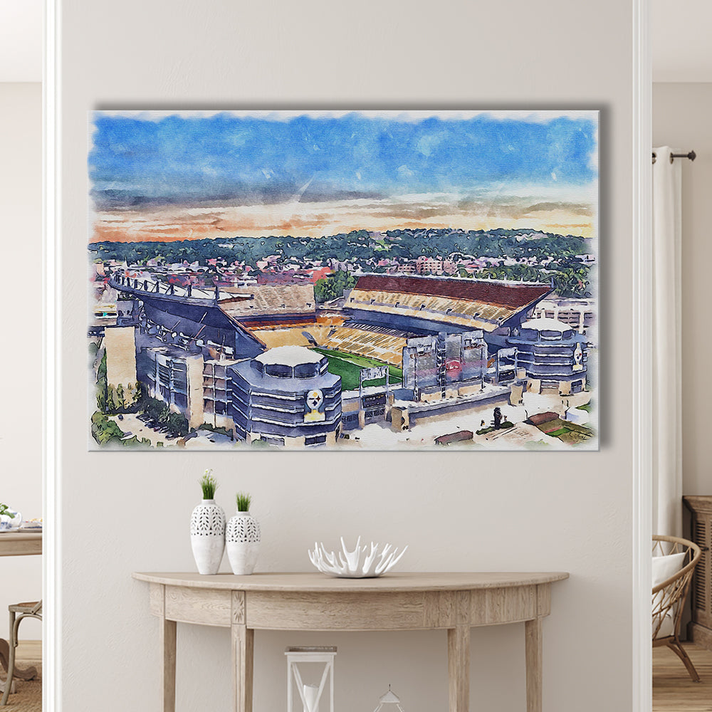 Heinz Field Print, Acrisure Painting Stadium Watercolor, Pennsylvania, Sport Art, Gifts for him, Canvas Print Wall Art