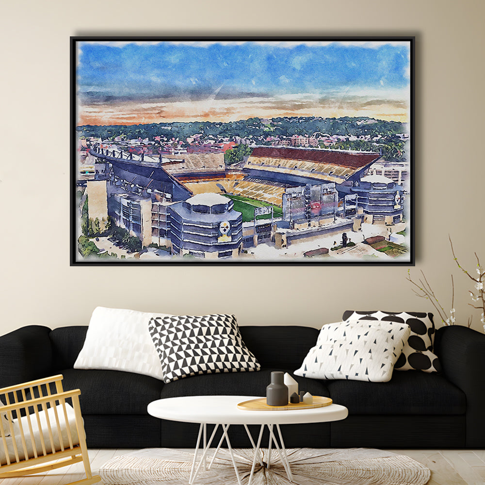 Heinz Field Print, Acrisure Painting Stadium Watercolor, Pennsylvania, Sport Gift Art, Framed Canvas Print Wall Art