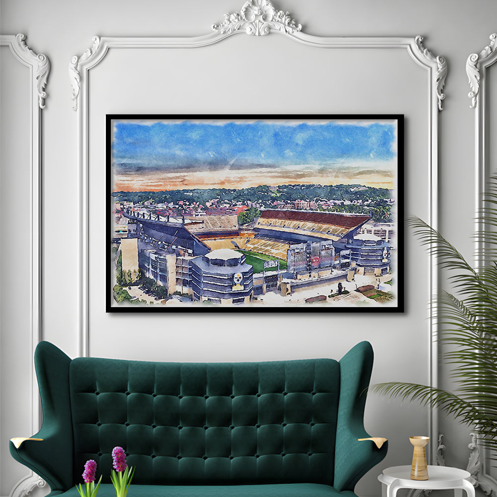 Heinz Field Print, Acrisure Painting Stadium Watercolor, Pennsylvania, Sport Gift Art, Framed Art Print Wall Decor