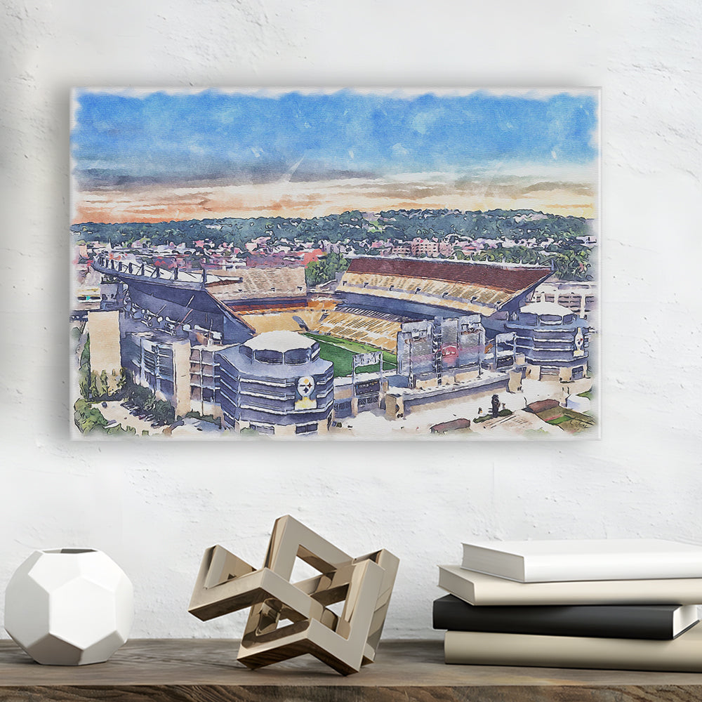 Heinz Field Print, Acrisure Painting Stadium Watercolor, Pennsylvania, Sport Art, Gifts for him, Canvas Print Wall Art