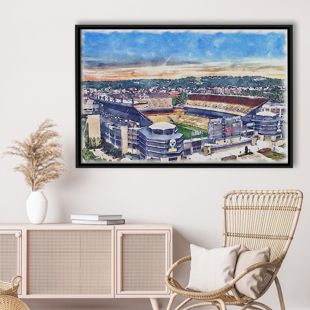 Heinz Field Print, Acrisure Painting Stadium Watercolor, Pennsylvania, Sport Gift Art, Framed Canvas Print Wall Art