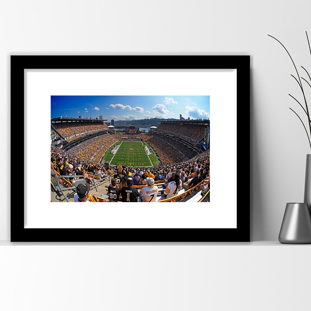 Heinz field Pittsburgh Steelers, Stadium Canvas, Sport Art, Gift for him, White Border Framed Art Print Wall Decor