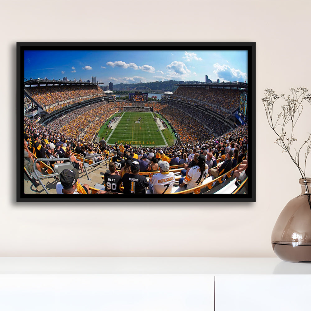 Heinz field Pittsburgh Steelers, Stadium Canvas, Sport Art, Framed Canvas Print Wall Art, Floating Frame
