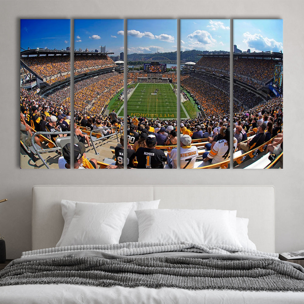 Heinz field Pittsburgh Steelers, Stadium Canvas, Sport Art, 5 Panel B, Extra Large Canvas, Canvas Print Wall Art